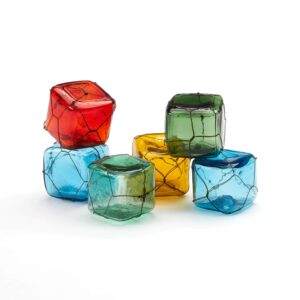 Glass Floats Set No.3 (Vintage Set of 6 Colored Cubes)