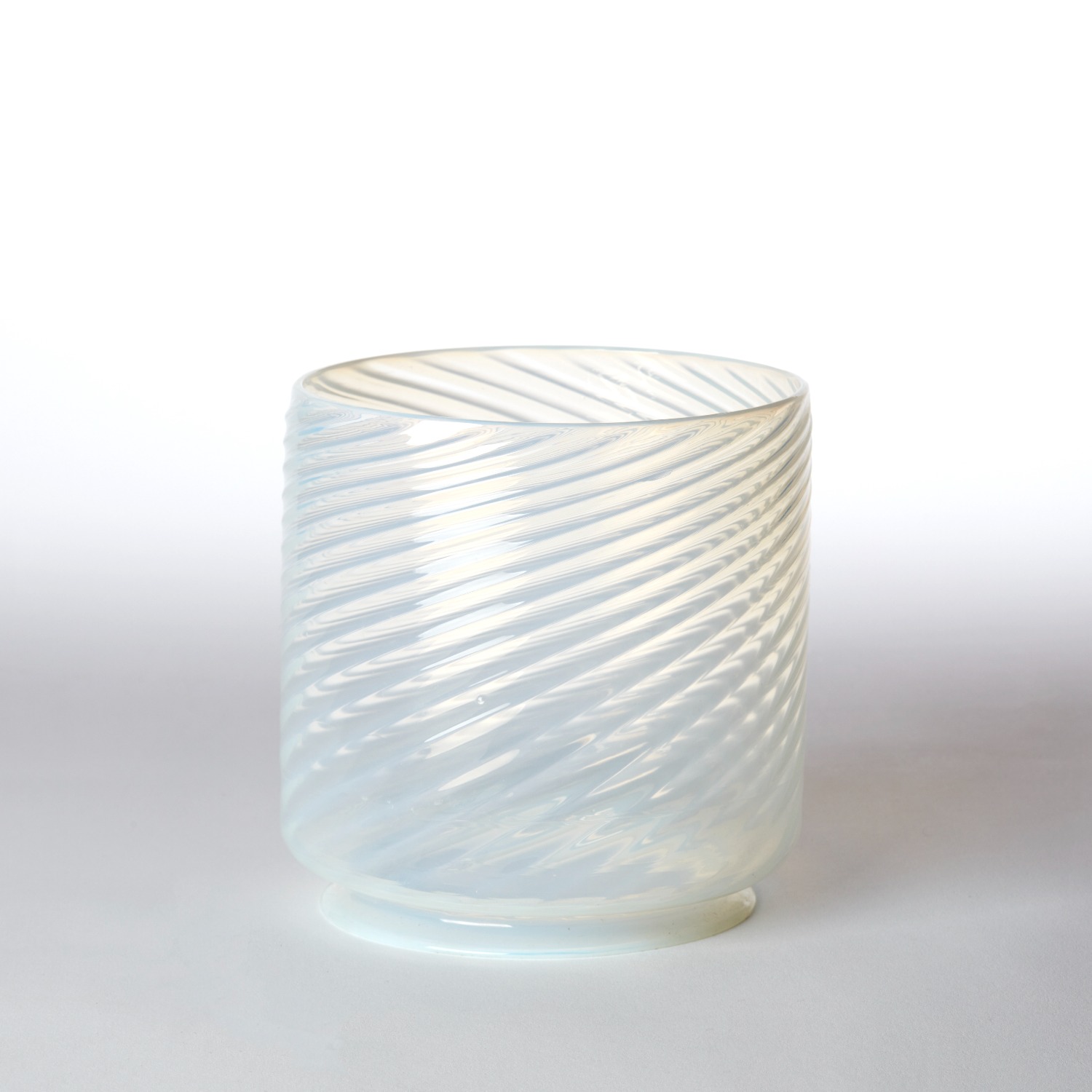 Small White Spiral Glass Cylinder Form